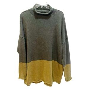 Tahari Green Colorblock Turtleneck Sweater 2X